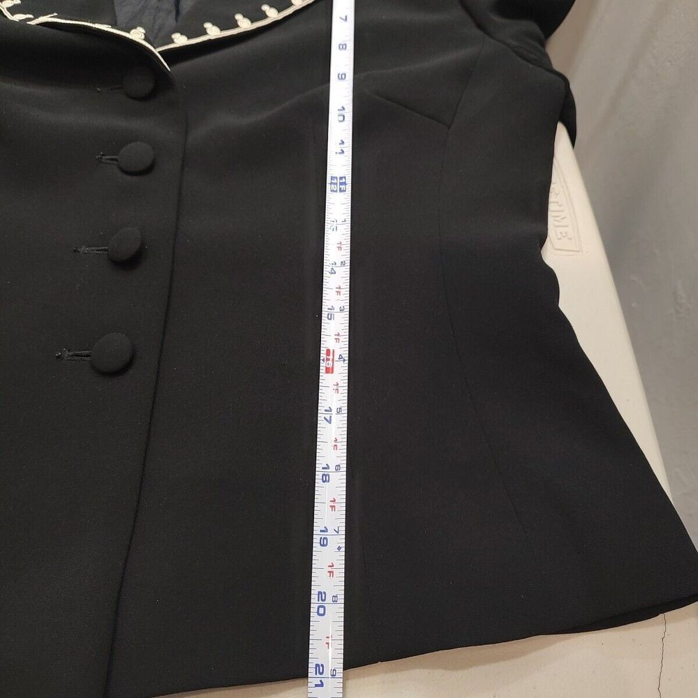 Maggy L Evening Suit Jacket Black Scroll Embroidery Peter Pan Collar Sz 8 - Picture 10 of 11